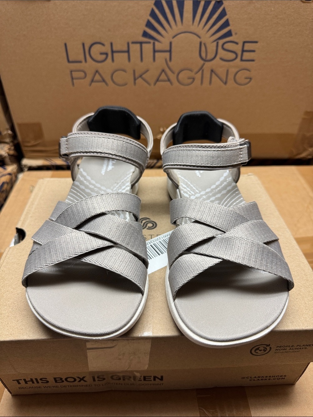 Clarks Women's Taupe Mira Tide Strappy Comfort Sandals
